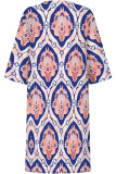Casual Floral Print Contrast V Neck Printed Dresses