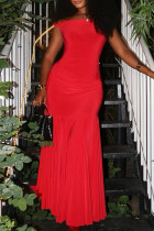 Elegant Solid Color Patchwork Backless Off Shoulder Long Dresses