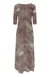 Casual Street Faux Denim Print Pocket Irregular Contrast Oblique Collar Irregular Dresses