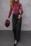 Casual Print Patchwork Turtleneck Tops