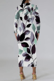Elegant Floral Print Contrast O Neck Printed Dresses
