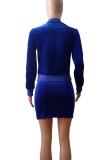 Casual Patchwork Cross Straps Zipper Contrast Zipper Collar Long Sleeve Two Pieces