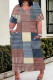 Casual Print Pocket Patchwork V Neck Straight Plus Size Dresses