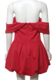 Sexy Solid Color Patchwork Backless Off Shoulder Ball Gown Dresses
