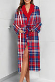 Sexy Plaid Lace Up Contrast Sleepwear
