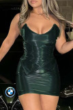 Sexy Solid Color Patchwork Backless Strapless Two Pieces