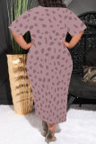 Casual Geometric Print Stripe Gradient O Neck Printed Plus Size Dresses