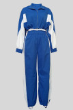 Casual Patchwork Zipper Zipper Collar Long Sleeve Two Pieces