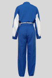 Casual Patchwork Zipper Zipper Collar Long Sleeve Two Pieces