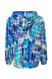 Casual Geometric Print Flowers Draw String Pocket Hooded Tops