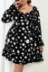 Casual Polka Dot Print Basic V Neck Long Sleeve Plus Size Dresses