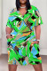 Casual Letter Print Flowers Leopard Pocket Contrast V Neck Printed Plus Size Dresses