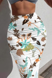 Casual Floral Print Contrast Skinny High Waist Full Print Bottoms