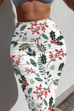 Casual Floral Print Contrast Skinny High Waist Full Print Bottoms