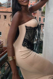 Elegant Lace Patchwork Spaghetti Strap Sling Dresses