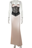 Elegant Lace Patchwork Spaghetti Strap Sling Dresses