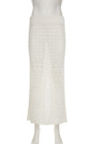 Sexy Solid Color Patchwork See-Through Slit Straight High Waist Straight Patchwork Bottoms