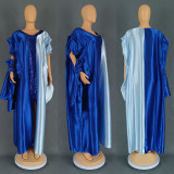 Casual Patchwork Sequins Contrast V Neck Long Plus Size Dresses