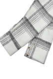 Casual Plaid Pocket Buckle Patchwork Boat Neck Outerwear