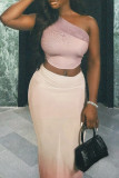 Elegant Patchwork Backless Oblique Collar Two Pieces