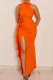 Elegant Solid Color Patchwork Flower Shape Oblique Collar Irregular Dresses