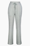 Casual Solid Color Draw String Patchwork Loose Mid Waist Patchwork Bottoms