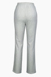 Casual Solid Color Draw String Patchwork Loose Mid Waist Patchwork Bottoms
