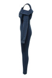 Sexy Casual Solid Color Patchwork Spaghetti Strap Bodycon Jumpsuits