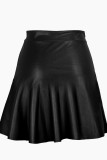 Sexy Solid Color Patchwork Ruched Boot Cut Mid Waist Patchwork Bottoms