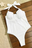 Sexy Solid Color Backless Strap Design Swimwears
