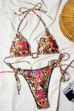 Sexy Print Hollow Out Strap Design Swimwears