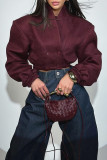 Casual Solid Color Buttons Patchwork V Neck Outerwear