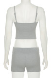 Casual Letters Patchwork Spaghetti Strap Sleeveless Two Pieces