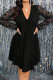 Casual Solid Color Lace Patchwork V Neck Long Plus Size Dresses