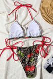 Sexy Print Backless Strap Design Swimwears