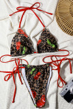 Sexy Print Backless Strap Design Swimwears
