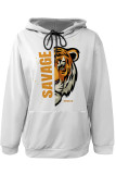 Casual Animal Print Draw String Pocket Hooded Tops