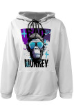 Casual Animal Print Draw String Pocket Hooded Tops
