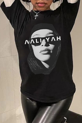 Casual Figure Print Letters O Neck T-Shirts