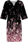 Casual Geometric Print Flowers Contrast V Neck Printed Dresses