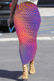 Casual Print Patchwork Regular Mid Waist Full Print Bottoms
