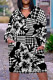 Street Plaid Flowers Pocket Contrast V Neck Printed Plus Size Dresses