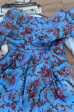 Sweet Print Patchwork O Neck A Line Dresses