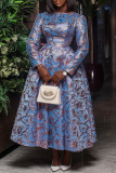 Sweet Print Patchwork O Neck A Line Dresses