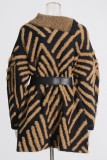 Casual Patchwork With Belt Contrast Turtleneck Sweater Dress (Without Belt)