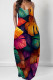 Elegant Print Pocket Patchwork Spaghetti Strap Sling Dresses