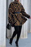 Casual Patchwork With Belt Contrast Turtleneck Sweater Dress (Without Belt)
