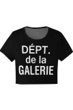 Street Letter Print Heart Shaped Lips Contrast O Neck T-Shirts
