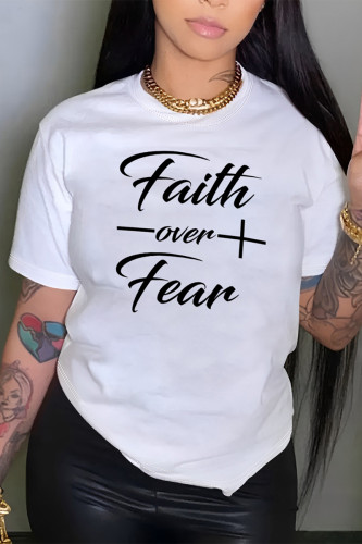 Casual Letter Print O Neck T-Shirts