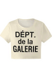 Street Letter Print Heart Shaped Lips Contrast O Neck T-Shirts